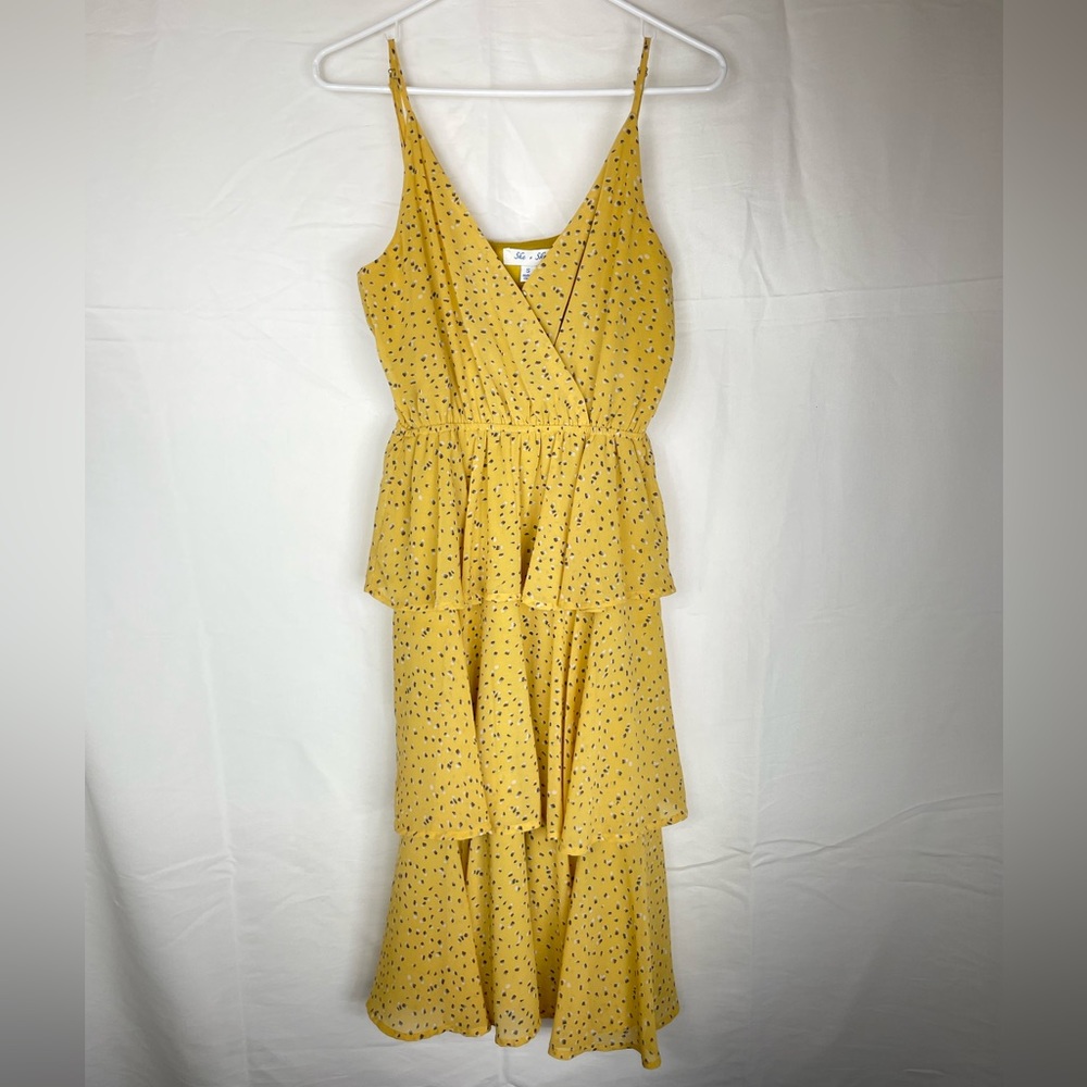 She + Sky Yellow Print Ruffle Dress - Small